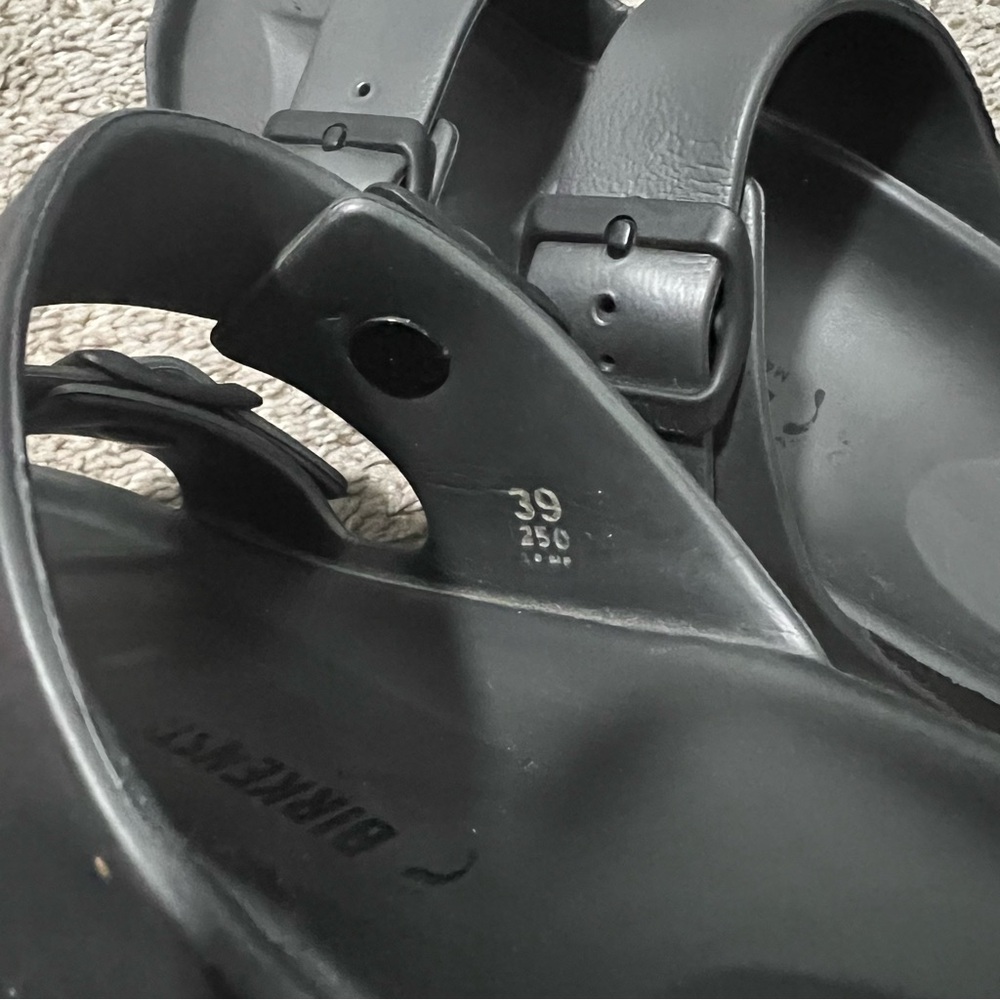 Birkenstocks Black Double Buckle Slide Sandals Unisex W 8 8.5 M 6 6.5 - Picture 6 of 13
